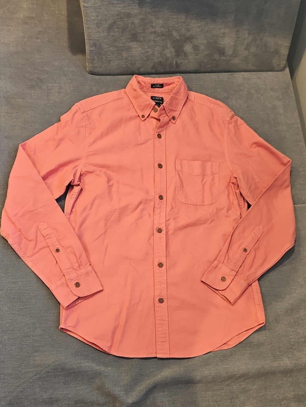J. Crew Coral Garment Dyed Long-Sleeve Button-Down Shirt